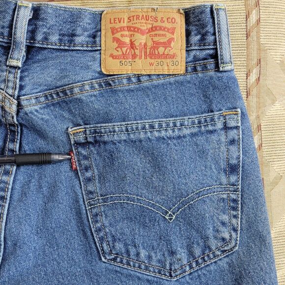Levis 505 Jeans Men 30x28* Blue Regular Fit Medium Stone Wash Workwear 005054891 - Picture 10 of 13